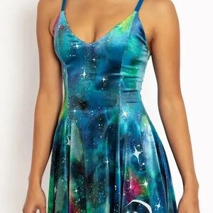 Galaxy Print Spaghetti Strap Dress